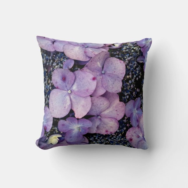 Purple Hydrangea Flowers-SQUARE PILLOW (Front)