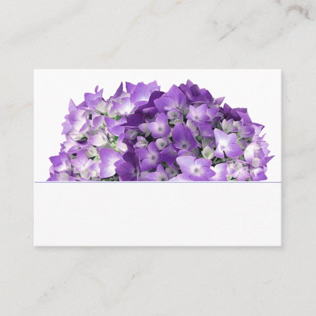 Purple Hydrangea Flowers Wedding Place Cards (Front)