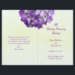 Purple Hydrangea Folded Wedding Program Template<br><div class="desc">Purple hydrangea flower wedding program template to customize with your own text and wording, to be folded in half after purchase. A large floral image at the top will appear half on the front page and half on the back. Text is matching purple on a lightly lined background for a...</div>