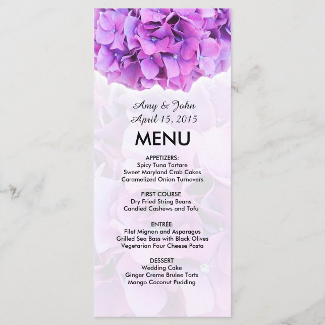 Purple hydrangea menu mariage hydrangea4 (Devant)