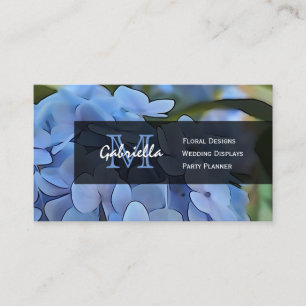 Purple Hydrangea Monogram Business Cards
