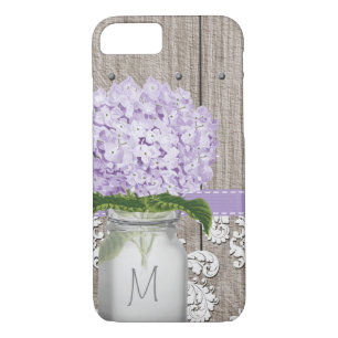 Purple Hydrangea Monogrammed Mason Jar Case-Mate iPhone Case