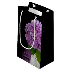 Purple Hydrangea On Black Small Gift Bag