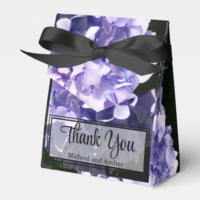 Purple hydrangea purple flower purple floral favor box (Front Side)