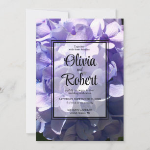Purple hydrangea purple flower purple floral invitation