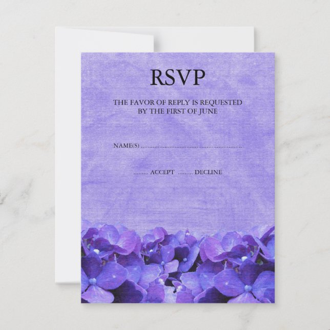 Purple Hydrangea RSVP Response Cards (Front)