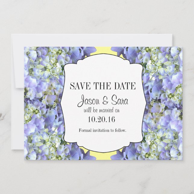 Purple Hydrangea Save the Date Announcement (Front)