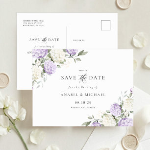 Purple Hydrangea Save the Date Invitation Postcard