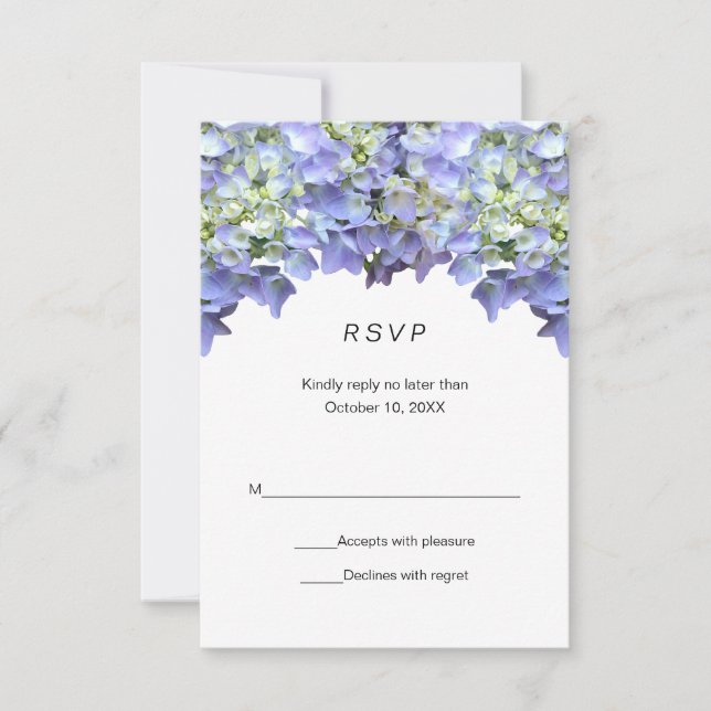 Purple Hydrangea Simple Wedding RSVP (Front)