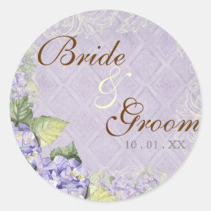 Purple Hydrangea Swirl - Wedding Seal or Sticker