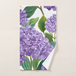 Purple Hydrangea Watercolor Floral Coastal Hand Towel