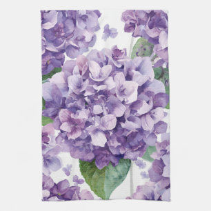 Purple Hydrangea Watercolor Floral Lavender Bloom  Kitchen Towel