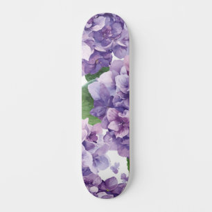 Purple Hydrangea Watercolor Floral Lavender Bloom  Skateboard
