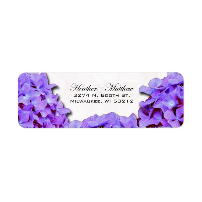 Purple Hydrangea Wedding Return Address (Front)