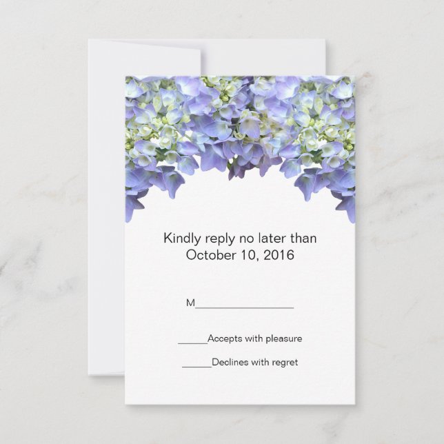 Purple Hydrangea Wedding RSVP (Front)