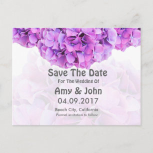 Purple hydrangea wedding save the date hydrangea4 announcement postcard