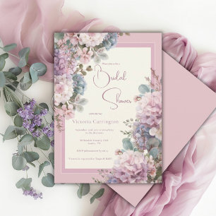 Purple Hydrangeas Elegant Bridal Shower Invitation