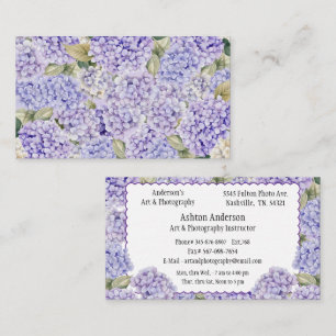 Purple Hydrangeas Floral Elegant Vintage  Business Card