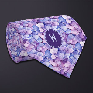 Purple Hydrangeas Floral  Tie