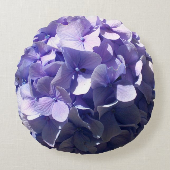 Purple Hydrangeas Round Pillow (Front)