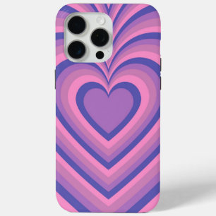 Purple Hypnotic Heart Love Pattern iPhone 15 Pro Max Case