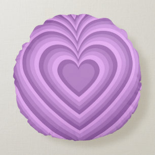 Purple Hypnotic Heart Love Pattern Round Pillow