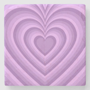 Purple Hypnotic Heart Love Pattern Stone Coaster