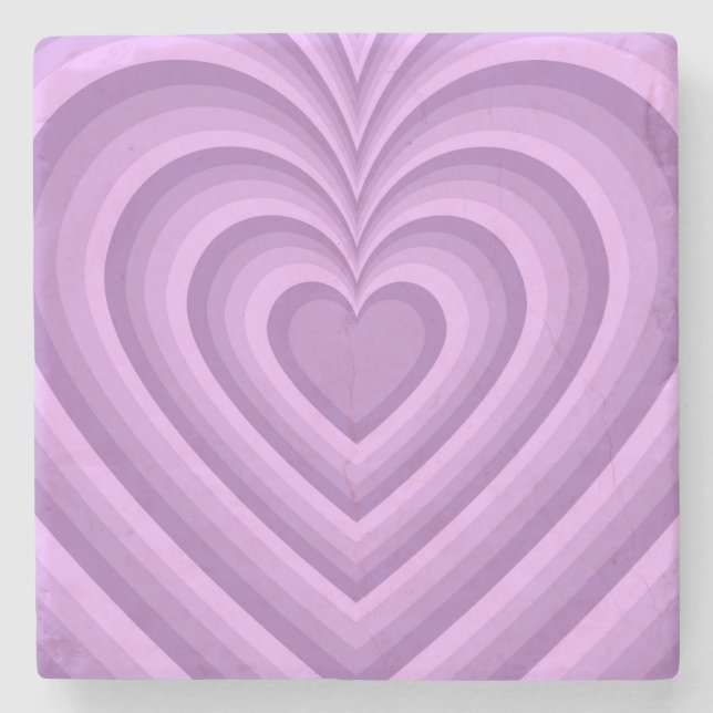 Purple Hypnotic Heart Love Pattern Stone Coaster (Front)