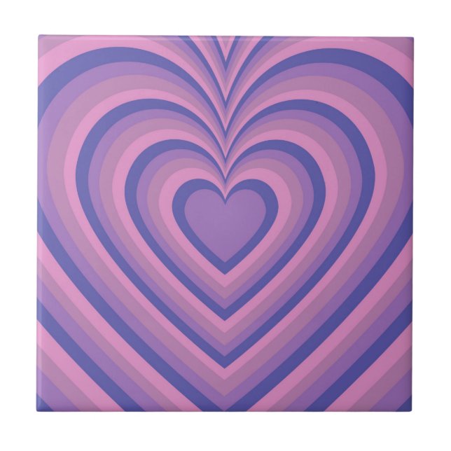 Purple Hypnotic Heart Love Pattern Tile (Front)