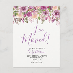 Purple I Have Moved   Moving Announcement Postcard