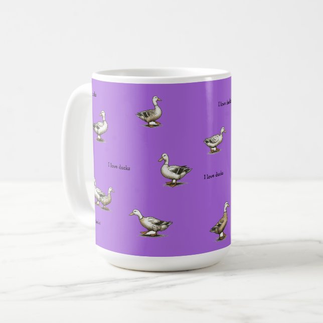 Purple I Love Ducks Coffee Mug (Front Left)