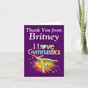 PURPLE I LOVE GYMNASTICS NOTE CARDS