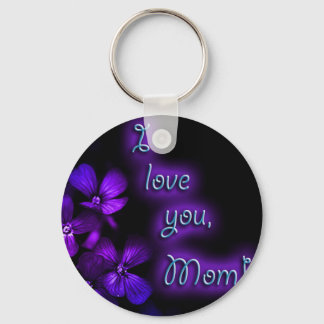 Purple I Love You Mom design Keychain
