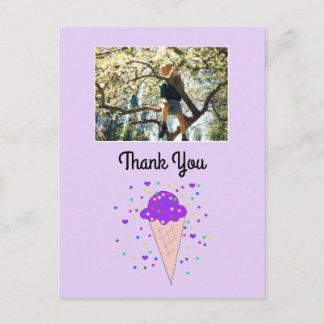 Purple Ice Cream Photo Thank You Postcard