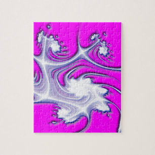 Purple Ice Fractal Flowers Puzzle