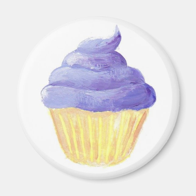 Purple Icing Cupcake Magnet (Front)