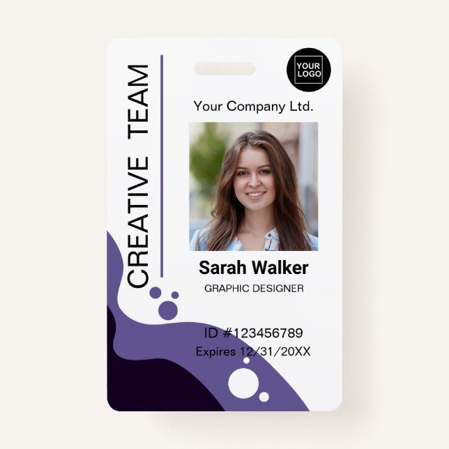 Purple ID Badge Photo Creative Design Team (Front)