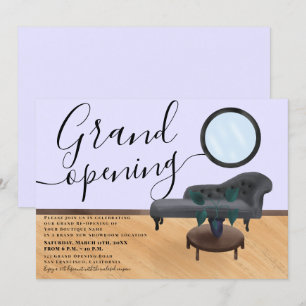 purple illustration beauty salon grand opening invitation