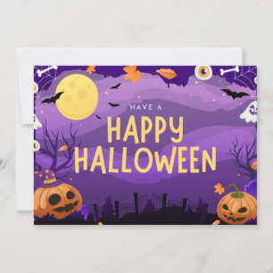 Purple Illustrative Happy Halloween Holiday Card