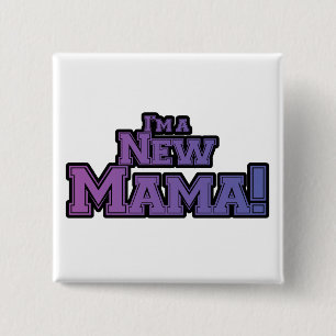 Purple I'm a New Mama Tshirts and Gifts 2 Inch Square Button