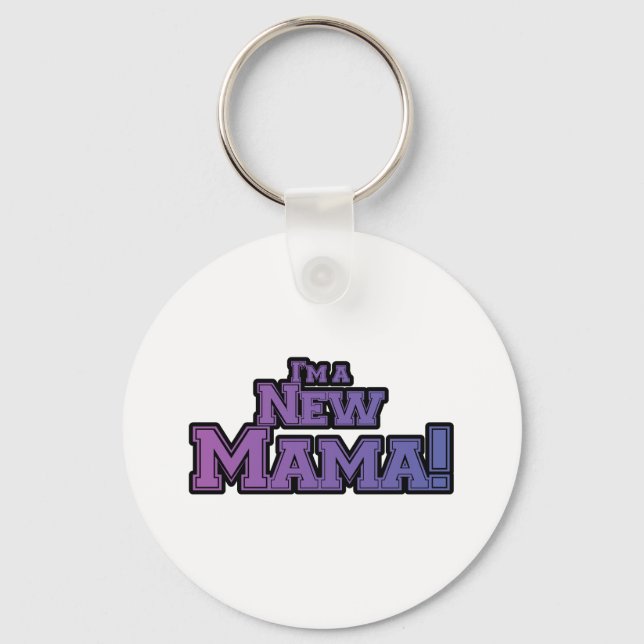Purple I'm a New Mama Tshirts and Gifts Keychain (Front)
