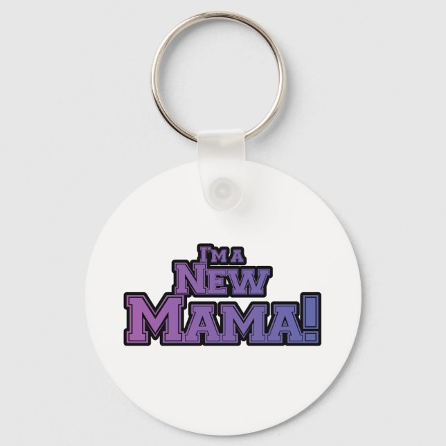 Purple I'm a New Mama Tshirts and Gifts Keychain (Front)