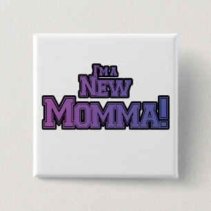 Purple I'm a New Momma Tshirts and Gifts 2 Inch Square Button