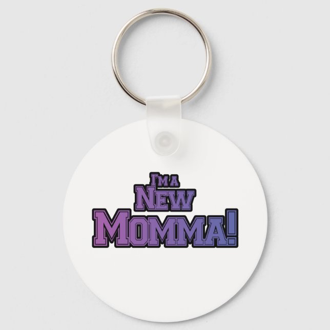 Purple I'm a New Momma Tshirts and Gifts Keychain (Front)