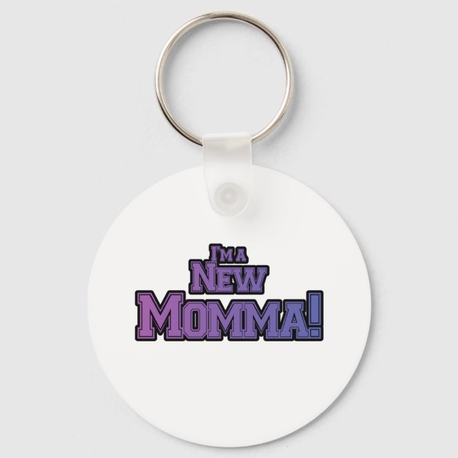 Purple I'm a New Momma Tshirts and Gifts Keychain (Front)