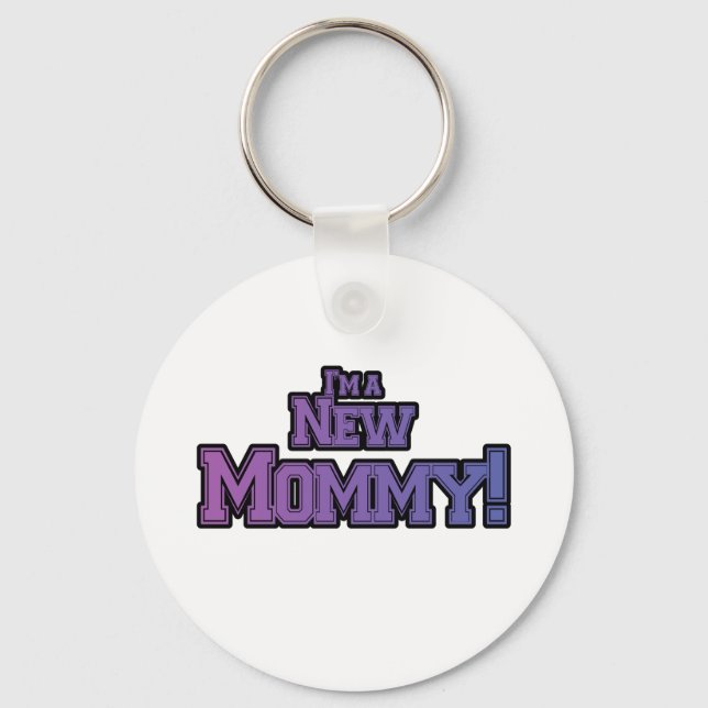 Purple I'm A New  Mommy Tshirts and Gifts Keychain (Front)