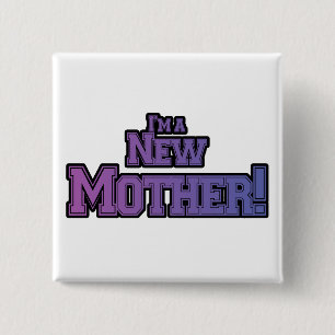 Purple I'm a New Mother Tshirts and Gifts 2 Inch Square Button