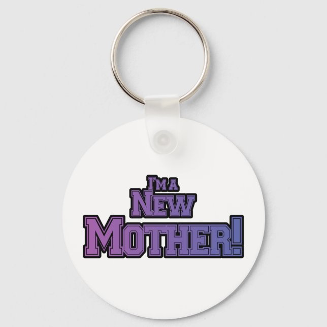 Purple I'm a New Mother Tshirts and Gifts Keychain (Front)