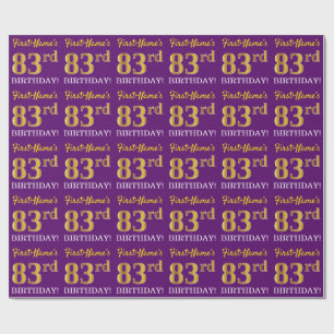 Purple, Imitation Gold Look "83rd BIRTHDAY" Wrapping Paper