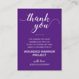 Purple In Lieu Of Favours Charity Donation Wedding Place Card